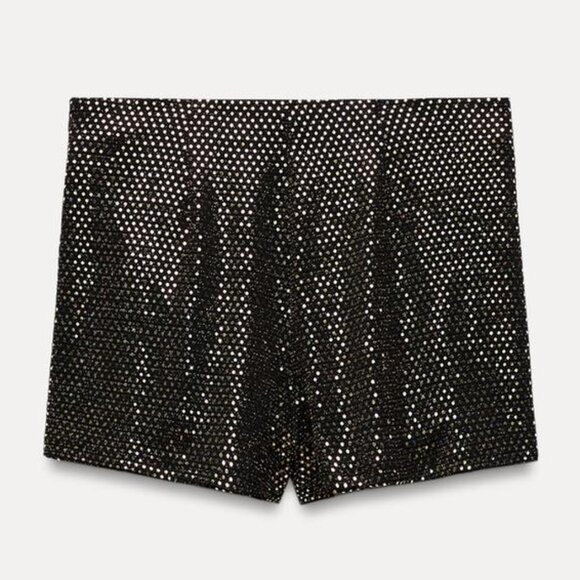 NEW! Zara | Metallic Frill Skort In Black/Aged Gold - Picture 4 of 15